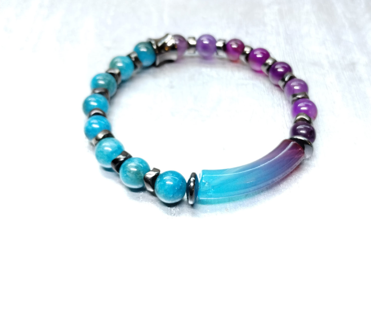 💎Blue Agate & Amethyst Arm Candy