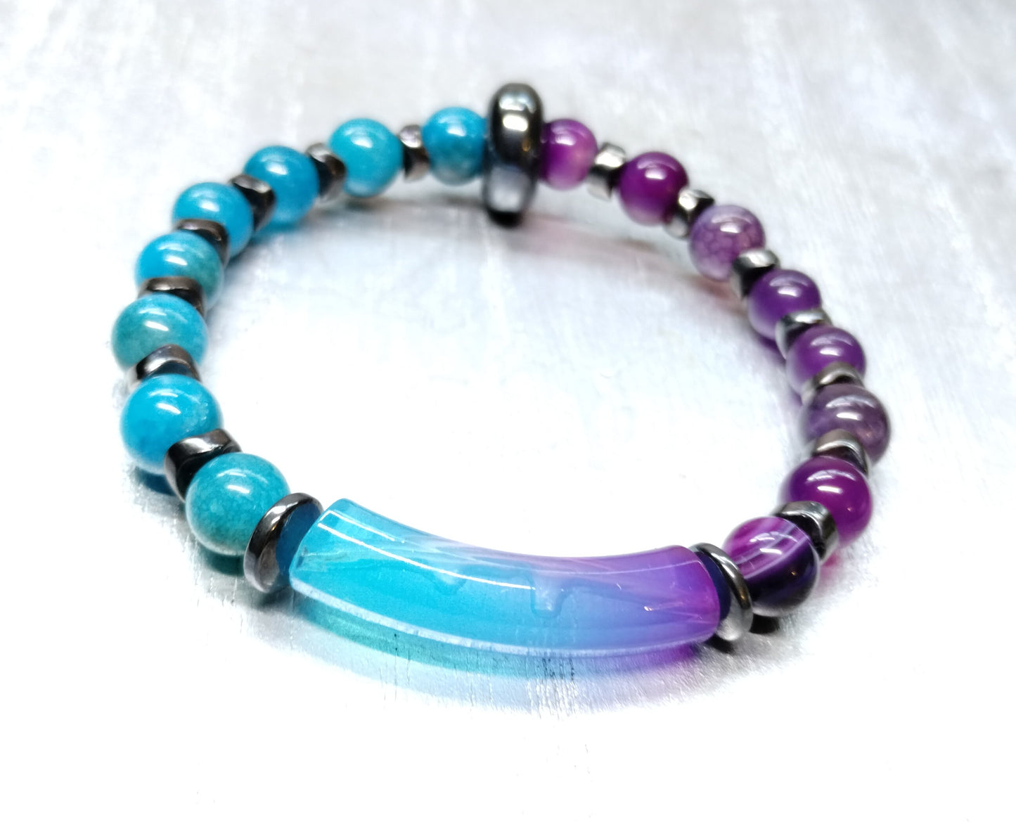 💎Blue Agate & Amethyst Arm Candy