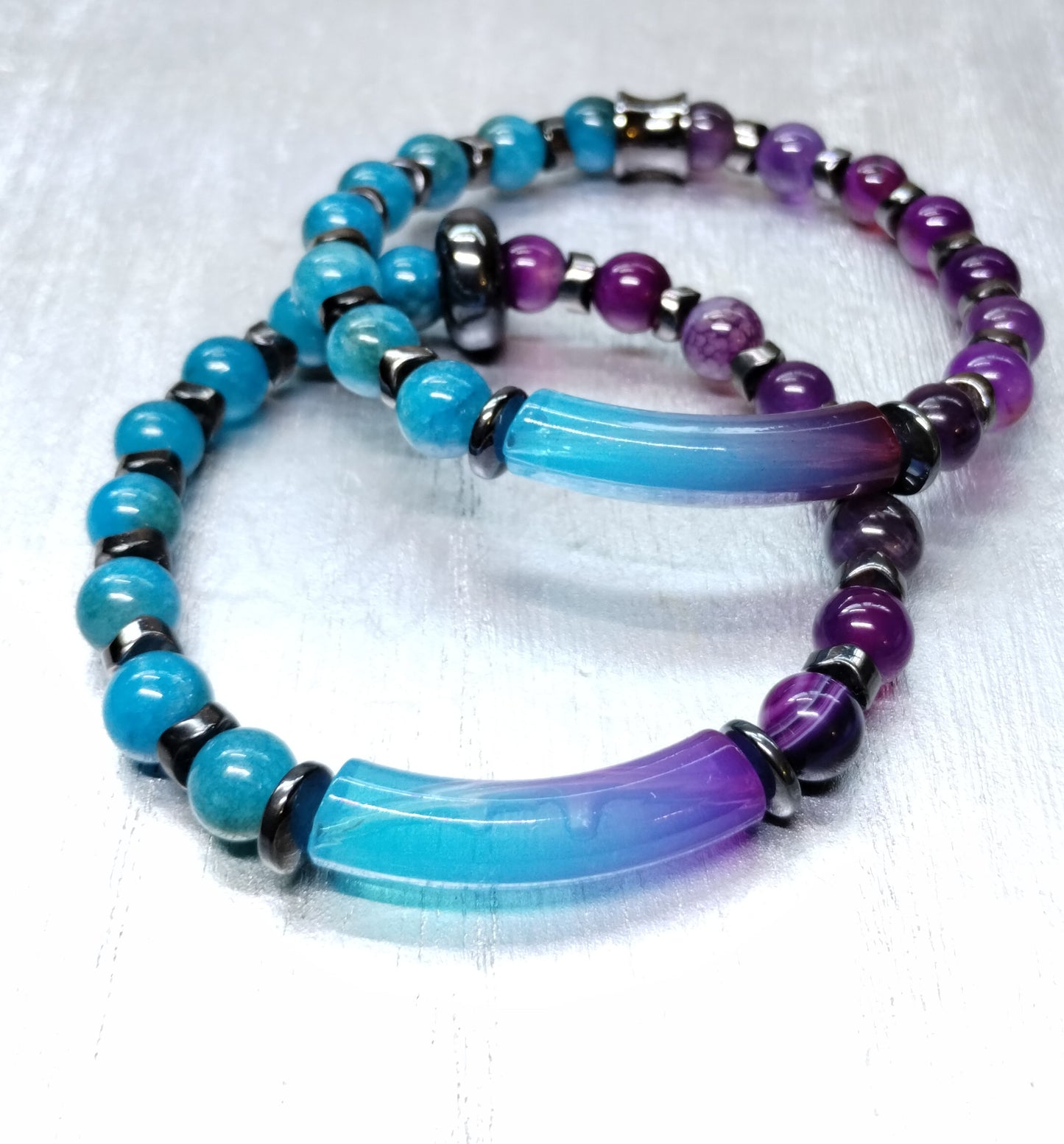 💎Blue Agate & Amethyst Arm Candy